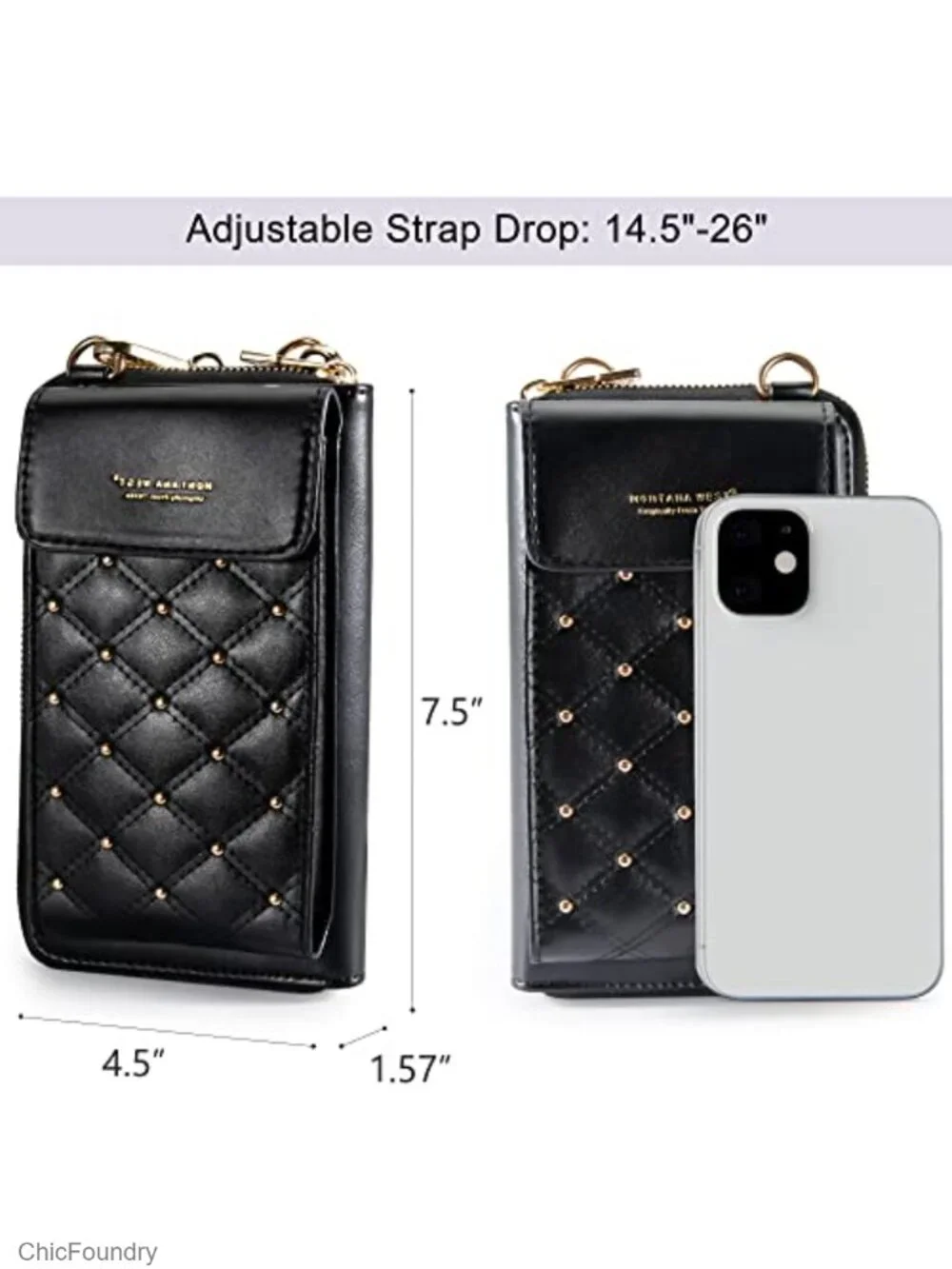 Crossbody Cell Phone Purse RFID Blocking Wallet Vegan Leather